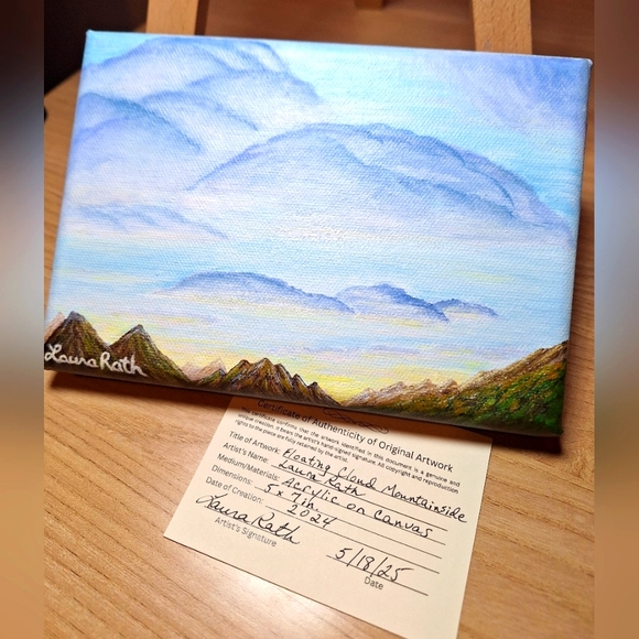 Floating Cloud Mountainside Hand-painted Canvas - Picture 2 of 7